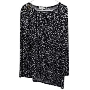 Chaus Monochrome Leaf Print Long Sleeve Blouse